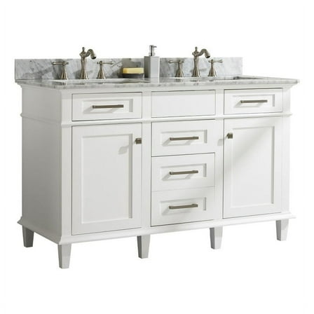 Legion Furniture 54" MDF/Veneer Wood Double Sink Vanity Cabinet in White