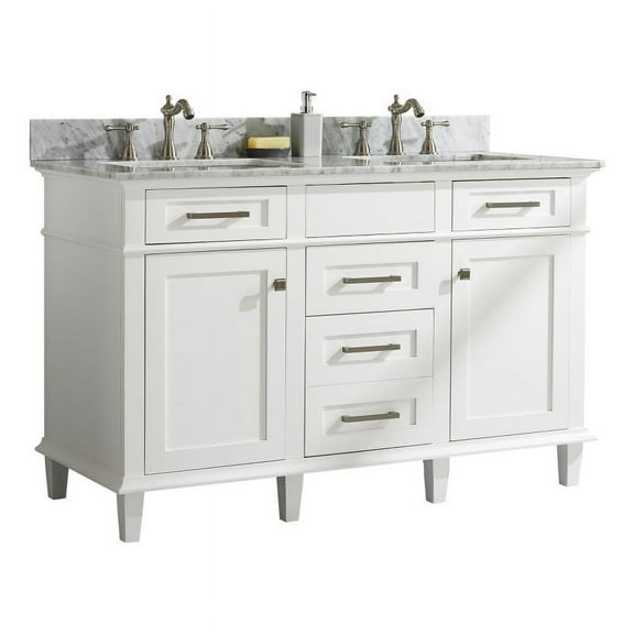 Legion Furniture 54" MDF/Veneer Wood Double Sink Vanity Cabinet in White