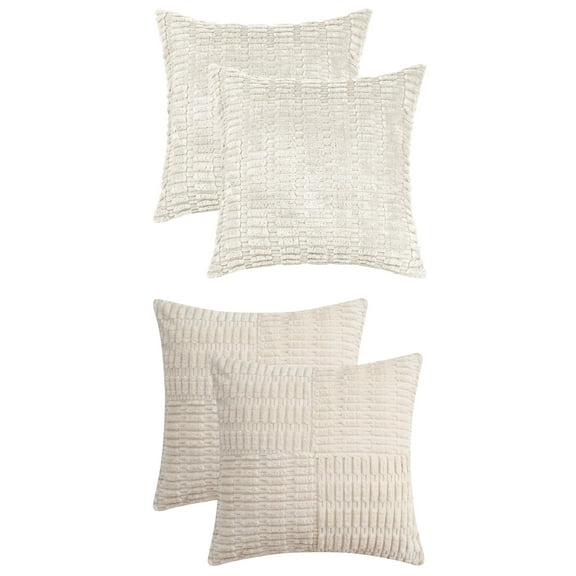 Unique Bargains 4 Pcs Corduroy Pillow Covers 18" x 18" Beige