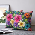 thumbnail image 2 of Pillow Covers 18x18 Set of 2, Colorful Flowers Throw Pillow Covers Decorative Couch Cushion Cover, Spring Floral Watercolor Blue Microfiber Soft Square Pillowcases for Bedroom Living Room Sofa, 2 of 9
