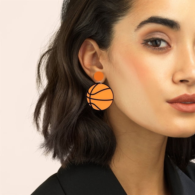 Pendientes para mujer, regalos para mujer, aretes de pelota de acrílico, fútbol, baloncesto, béisbol, fútbol, aretes, aretes