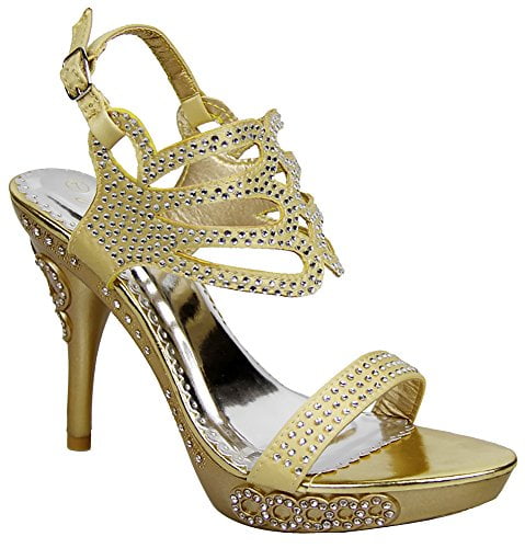 gold jeweled heels