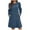 Blue, variant on Kmdttou Women's Summer Fashion Solid Color Round Neck Knit Dress Puff Long Sleeve Dress Long With Pocket,Fashionable Casual Dresses for Women 2025