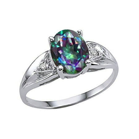 Rainbow Mystic Topaz Heart - Tommaso Design Genuine 9x7 Oval Mystic Rainbow Topaz Ring
