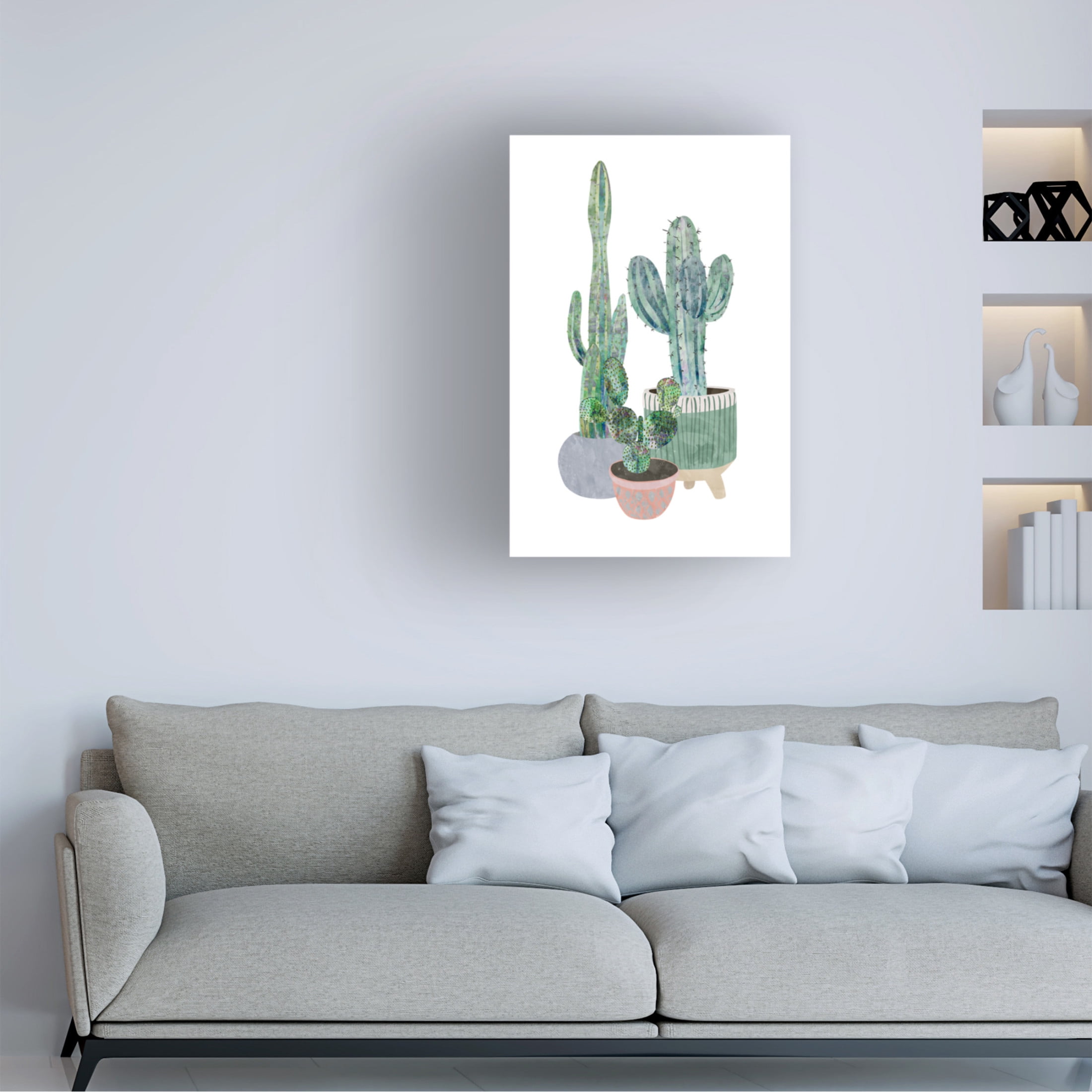 Trademark Fine Art Sarah Manovski Scandi Japandi Cactus trio Canvas Wall Art