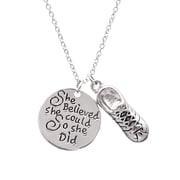 Running Gifts - Runner Charm Necklace, Running Jewelry, She Believed She Could So She Did Running Pendant - Perfect Cross Country, Track, Marathon Gifts