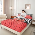 thumbnail image 4 of Homewish Kawaii Red Bow Knot Boy Girl 4pcs Bed Sheets,Polka Dots King Sheets,Animal Zebra Print Super Cozy Sheet Set,Super Cozy Room Decor, 4 of 7