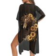 thumbnail image 5 of HELLHERO Casual Women's Short Sleeved Beach Swimsuit Cover Up for Vacation Polyester Loose Bathing Suit Cover Up Horse, 5 of 6