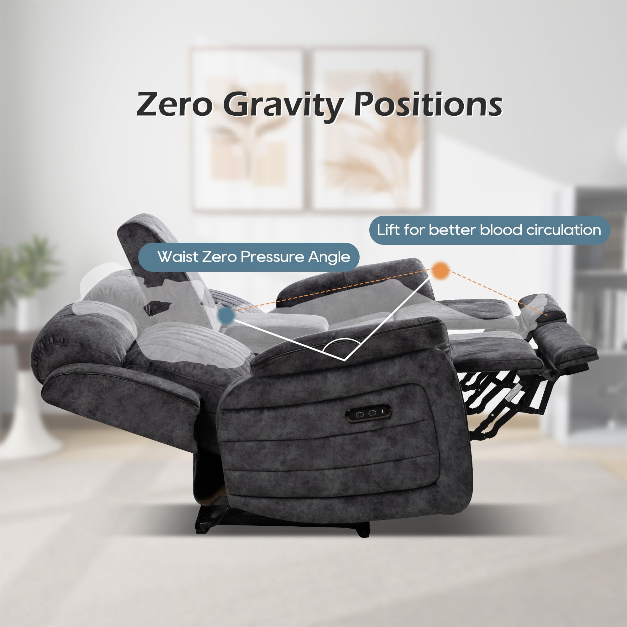 Zero Gravity Power Reclining Loveseat, Double Recliner Loveseat Sofa with Adjustable Headrest & Storage Center Console, RV Home Theater Seating with Cup Holders, USB & Type-C Ports for Living Room
