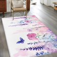 thumbnail image 2 of Spring Flower Area&nbsp;Rug 4x6ft Idyllic Purple Lavender Butterfly Non-Slip&nbsp;Washable Square&nbsp;Rugs Soft Felt Indoor Floor Mat for Bedroom Kitchen Living Room Bathroom, 2 of 9