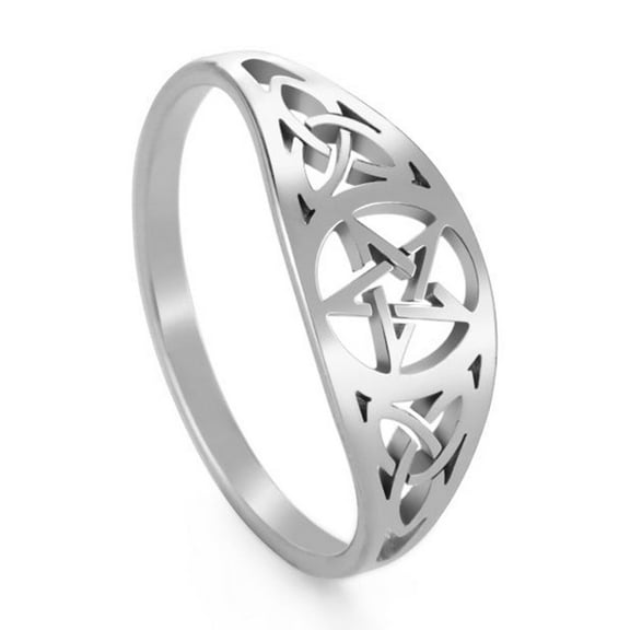 Stainless Steel Pentagram Star Ring: Retro Style Fashion Jewelry Gift for Men and Women, Individually Packaged