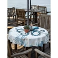 thumbnail image 2 of Outdoor Tablecloth with Umbrella Hole Zipper Blue Octopus Coastal Round Tablecloth 60" Waterproof Outside Table Cloth Eucalyptus Leaves Botanical Patio Table Cover Tablecloths for Picnic Party, 2 of 8