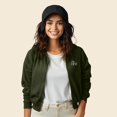 thumbnail image 3 of Dalix Be Kind Embroidered Fleece Cropped Zip Hoodie Cold Fall Winter Womens in Military Green M Medium, 3 of 5