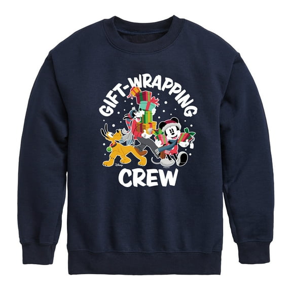 Disney - Mickey, Pluto, & Goofy Gift Wrapping Crew Christmas - Toddler & Youth Crewneck Fleece Sweatshirt