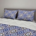 thumbnail image 2 of Moroccan Comforter & Sham Bedding Set, Geometric Tile Squares with Middle Eastern Azulejo Design, 3 pcs Duvet Set Microfiber Filling Quilt, 5 Sizes, Violet Blue Black Cream, by Ambesonne, 2 of 4