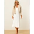 thumbnail image 3 of DARING DIVA Women's Long Sleeve Collarless Shaggy Soft Faux Fur Coat M Apricot, 3 of 6
