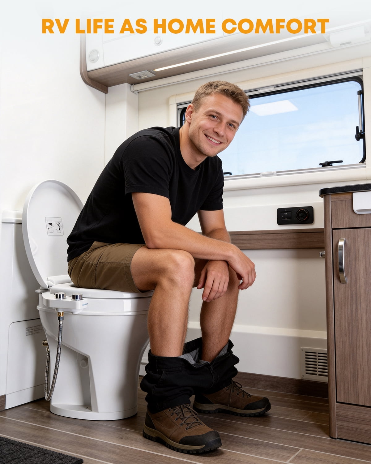 Kohree RV Bidet-360°Self Cleaning, Adjustable Dual Nozzle,Included Metal Mounting Hardware and Hose for Most RV Toilets