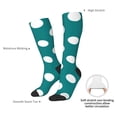 thumbnail image 3 of Daiia Sports Socks Teal And White Polka Dot Printed Novelty Crew Socks for Men Women Knee High Socks Cotton Socks Soft & Breathable Support Unisex Socks, 3 of 9