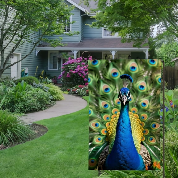 Spring Summer Garden Flag Double Sided peacock(1) Welcome Yard House Outside Outdoor Decoration,12*18 inch