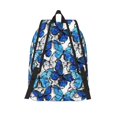 thumbnail image 2 of Picia Blue and White Butterflies Printed Canvas Daypack - Stylish and Durable Vintage Compact Backpack - Class, Work, Travel, or Laptop Bookbag,Organized Compartments-Small, 2 of 6