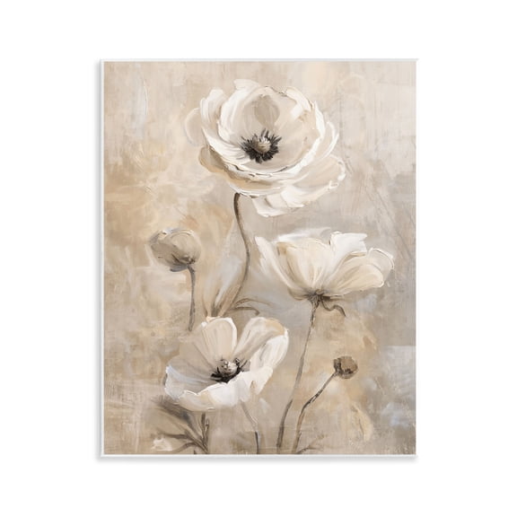 Stupell Industries Natural Beige Poppies Plants & Flowers Painting Unframed Art Print Wall Art, 11 x 14