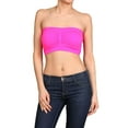 thumbnail image 2 of Ladies Basic 7" Seamless Padded Tube Top Sports & Fitness Bra Bandeau (4PK: Fuchsiah/Mid Grey/White/Coral, One Size Fits All(S-L)), 2 of 4