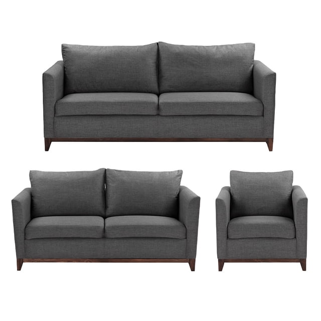 Sala Oslo 3 Piezas Gris oscuro (Sofá, Love Seat y Sillón)