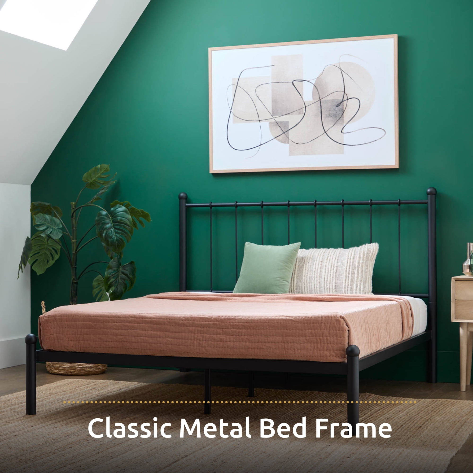 Rest Haven Lancaster Metal Full Platform Bed, Black