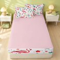 thumbnail image 4 of Erosebridal Cute Flamingo Zipper Twin Comforter Sets with Fitted Sheet and 2 Pillowcases, Cartoon Floral Animal Zipper Bedding Set, Pink Reversible, Blush Pink Flamingo, Pink Reversible, 4 of 7