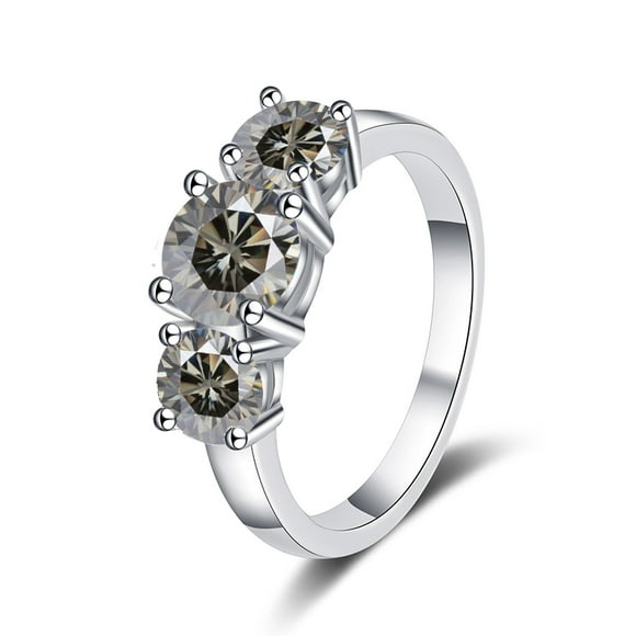 Silver 925 D Moissanite Gemstone Ring for Women Elegant and Minimalist Wedding Ring, Engagement Ring, Proposal Ring Grey 7