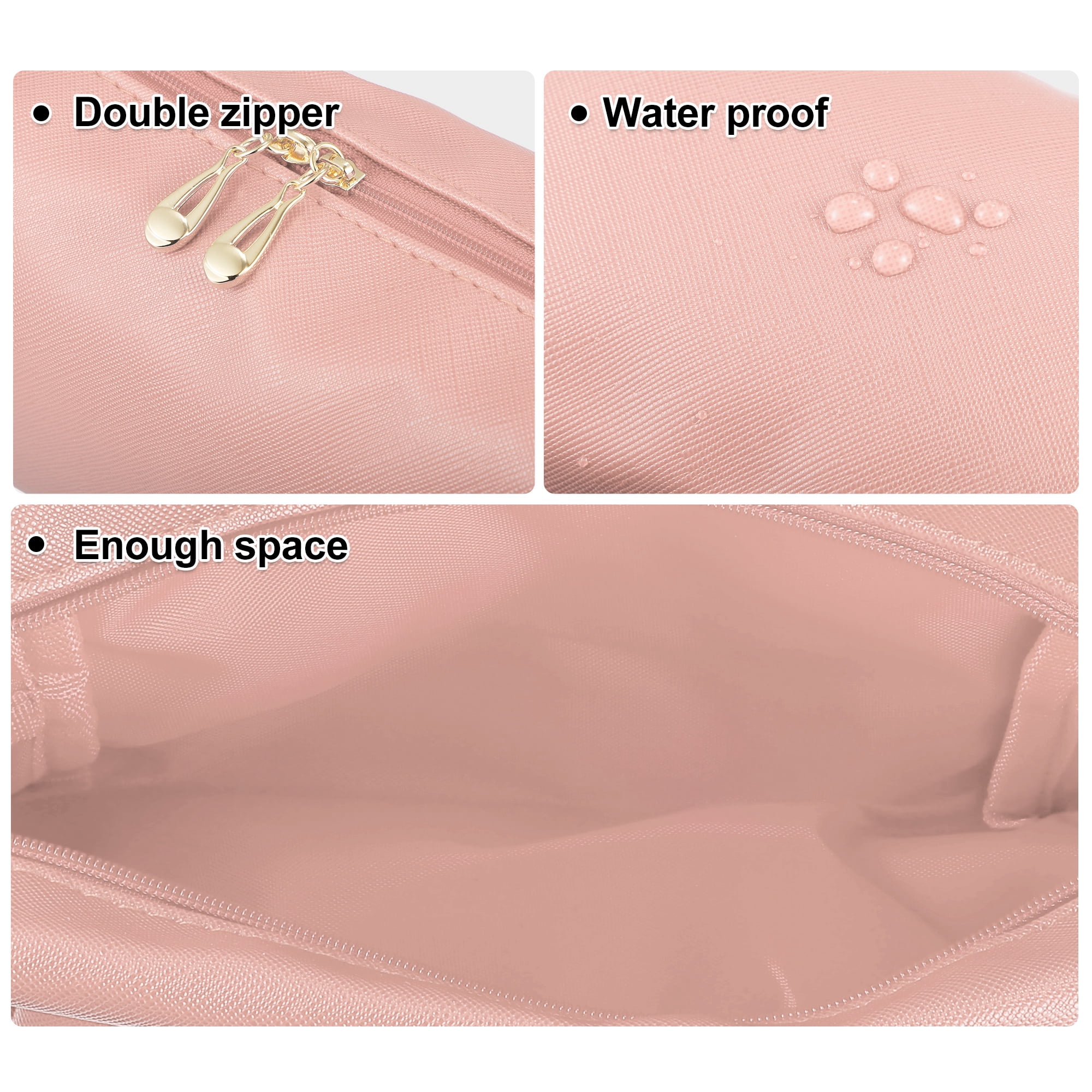 Unique Bargains Floral Makeup Bag Zipper Flower Cosmetic Pouch Water Pink