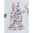 thumbnail image 4 of Arvbitana 12M 18M 24M 3T 4T 5T Toddler Girls Summer 4th of July Casual Sling Jumpsuit Sleeveless Letter Floral Print Suspender Pants, 4 of 8