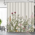 thumbnail image 2 of Spring Floral Shower Curtain- Sage Green Plant Leaves Wildflower Nature Botanical Flower Fabric Cloth Bath Shower Curtain Set with 12 Hooks for Bathroom Decor Accessories, 72"x72", 2 of 6