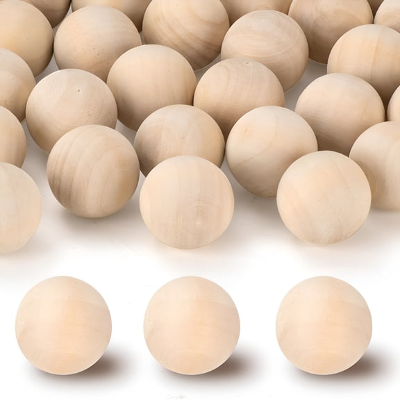 XIBUFE 1 inch Wooden Balls, 60PCS Unfinished Round Wood Balls, 25mm Small Natural Wooden Balls for Crafts and DIY Decorative Projects