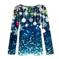 thumbnail image 6 of asdoklhq Women's Sweatshirt Christmas Women's Fashion Tees Casual Round Neck Loose T Shirt Long Sleeve Christmas Print Shirt Multicolor 3X, 6 of 6