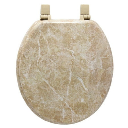 Trimmer Marbleized Molded Wood Toilet Seat in Tan