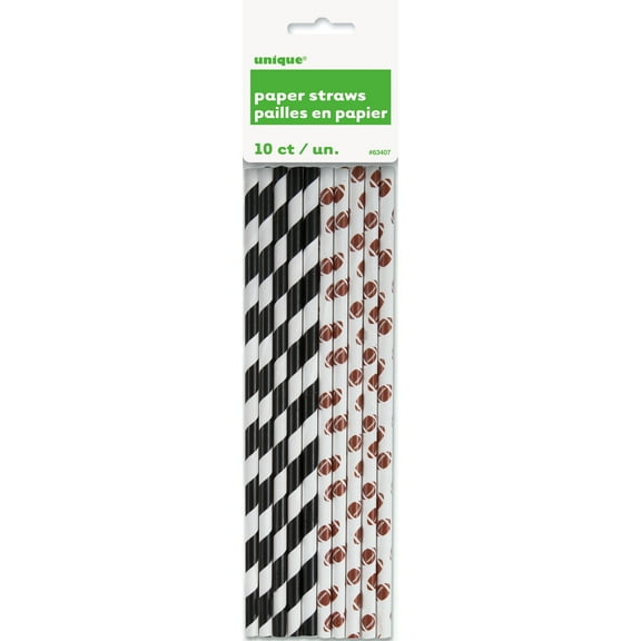 Football Party Paper Straws, 10 Count