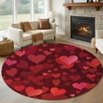 thumbnail image 2 of Valentine's Day Washable Round Area Rug 8 ft, Red Love Abstract Heart Romantic Dark Red, Soft Non Slip Rugs Stain Repellent Indoor Felt Carpet for Living Dining Room Bedroom Home Office, 2 of 9