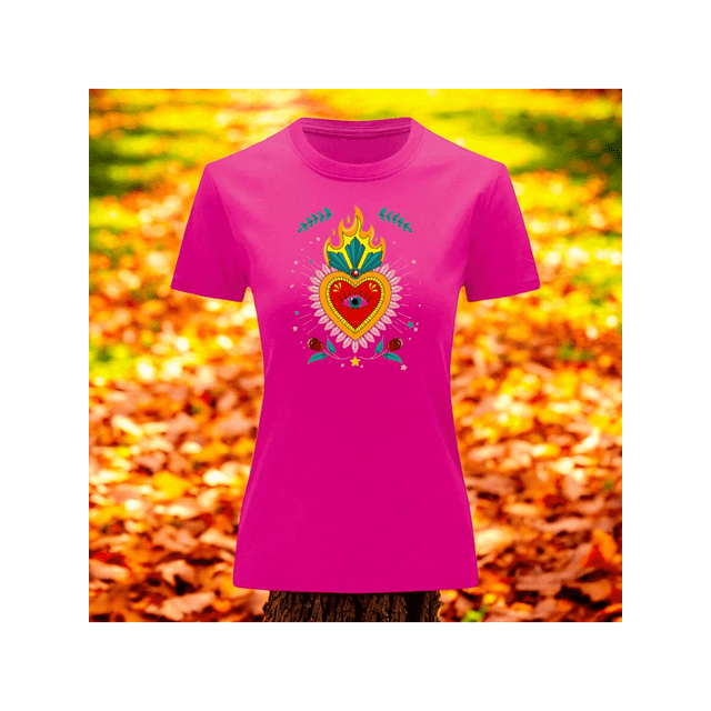 Playera Blusa De Corazon Con Ojo Turco Color Fucsia Talla Mediana Marca Emil SaEs