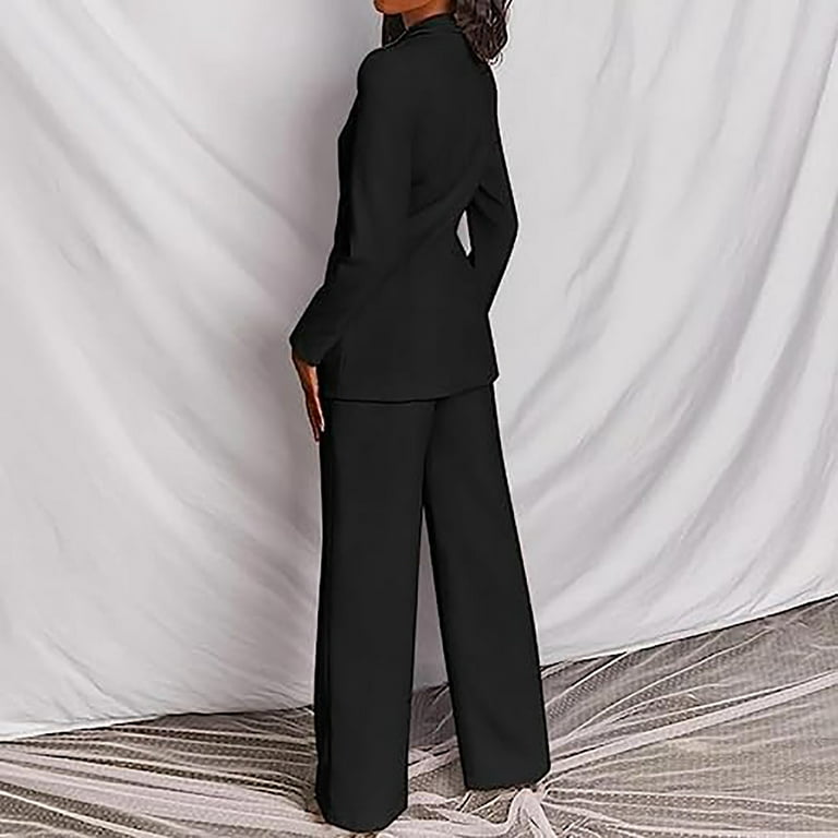  Ladies Senior Business Suit Sets Formal Work Meeting Blazer  Sets Slimming Suit Tunics Straight Leg Flare Gaucho Pants Black : Sports &  Outdoors
