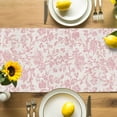 thumbnail image 3 of Farmhouse Pink Cotton Linen Table Runner for Dining Kitchen, Vintage Flower Leaf Botanical Plant Wedding Outdoor Party Tablerunners Decoration, Dresser Scarf Coffee Tablecloth Runners 13x120 Inches, 3 of 9