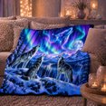 thumbnail image 6 of Howling Wolves Northern Lights Wilderness, Peaceful Mountain Lake Scene, Warm Flannel Blanket for Cabin and Lodge, Outdoor Lovers Camping Gift, Rustic Home Decor, 6 of 9