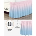 thumbnail image 3 of Minimalist Pink Bed Skirt and Blue Gradient Bed Skirts King Size 16 Inch Drop, Wrap Around Dust Ruffle&nbsp;Bedskirt with Adjustable Elastic Belt for Queen Size Beds, 3 of 7