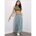 thumbnail image 4 of Women'S Casual Elastic High Waist A Line Long Maxi Flare Denim Skirt Light Blue L, 4 of 10