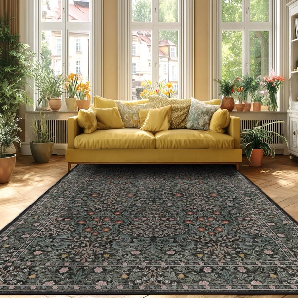 Alfombra de área verde lavable Urownmat 274 x 366 cm