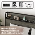thumbnail image 5 of Merluxy Full Size Lift Up Storage Bed, Metal Wood Storage Headboard & Charging Station, Rustic Grey, 5 of 8