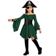 thumbnail image 3 of WOYY Little Girls Off The Shoulder Medieval Dress Bell Sleeve Asymmetrical Swing Dresses, Green, 3 of 5