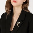 thumbnail image 5 of Fdelink Brooch Temperament Fashion Elegant Artificial Flower Rhinestone Natural Stone Brooch Pin Brooch Wedding Brooch Jewelry Pin Breastpin Rhinestone Party Women Brooch Gold, 5 of 5