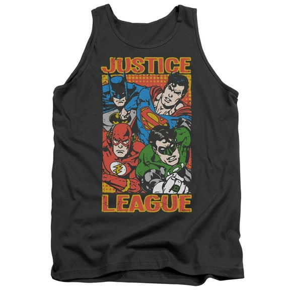 JLA Justice League Hero Mashup Adult Tank Top Charcoal