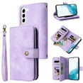 thumbnail image 1 of Compatible with Samsung Galaxy S22 Plus Wallet Case, [6 Card Slots] Removable Adjustable Crossbody Necklace Lanyard Shoulder Strap Zipper PU Leather Case for Samsung Galaxy S22 Plus,Purple, 1 of 6